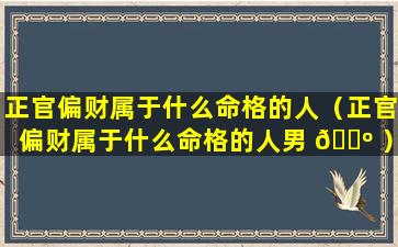 正官偏财属于什么命格的人（正官偏财属于什么命格的人男 🐺 ）